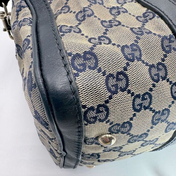Auth Gucci Vtg Navy GG Canvas Web Joy Medium Boston Bag Preloved Purse Doctor - Picture 7 of 16